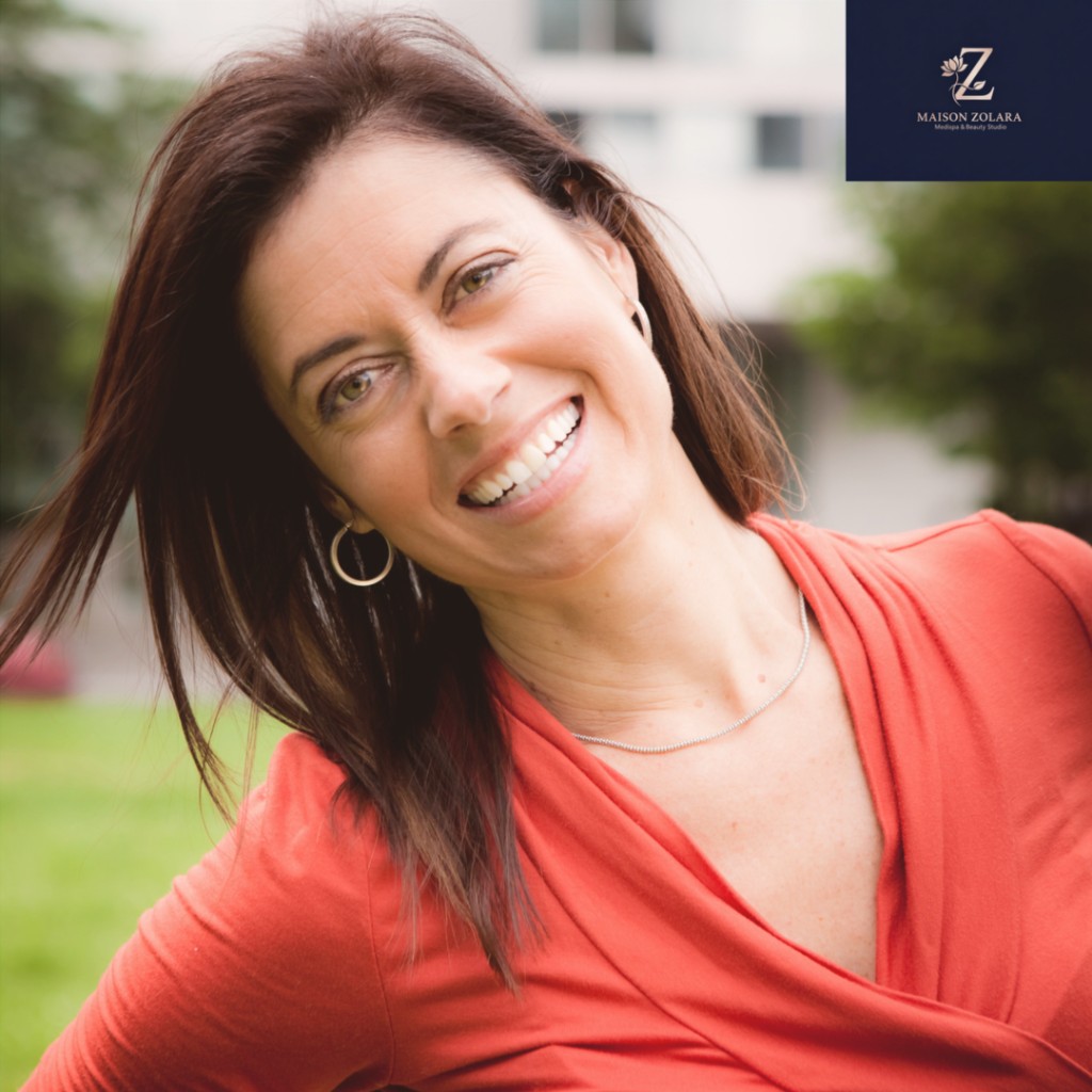 Radiant woman — natural results with EZ Gel regenerative filler at Maison Zolara, Lansing MI