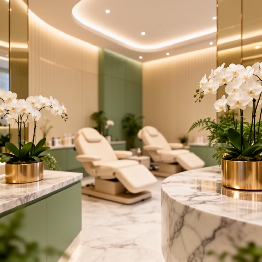 Maison Zolara luxury medspa studio interior with sage green accents in Lansing Michigan