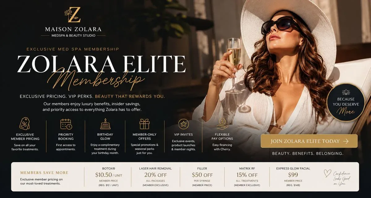 Maison Zolara Membership — member pricing, Beauty Bank, priority booking